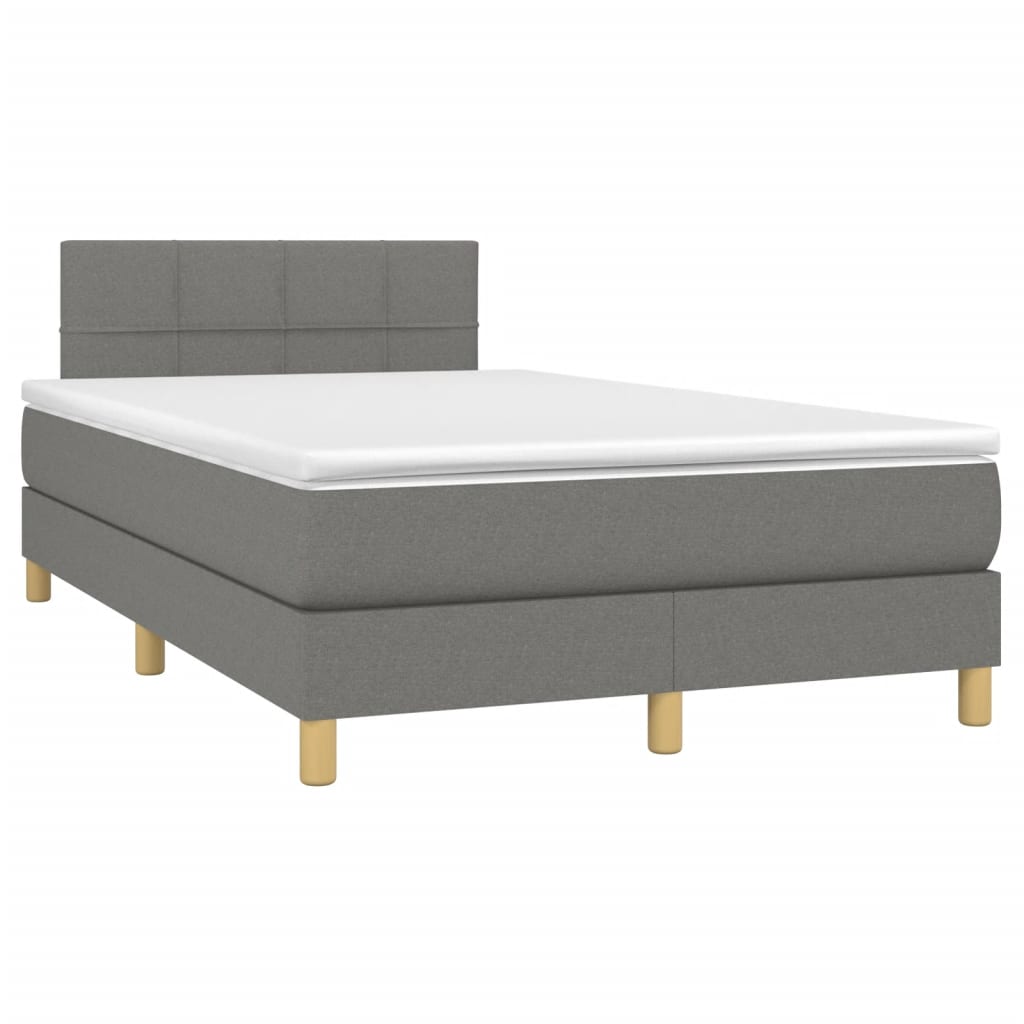Κρεβάτι Boxspring με Στρώμα & LED Σκ.Γκρι 120x190εκ. Υφασμάτινο - Pakobazaar