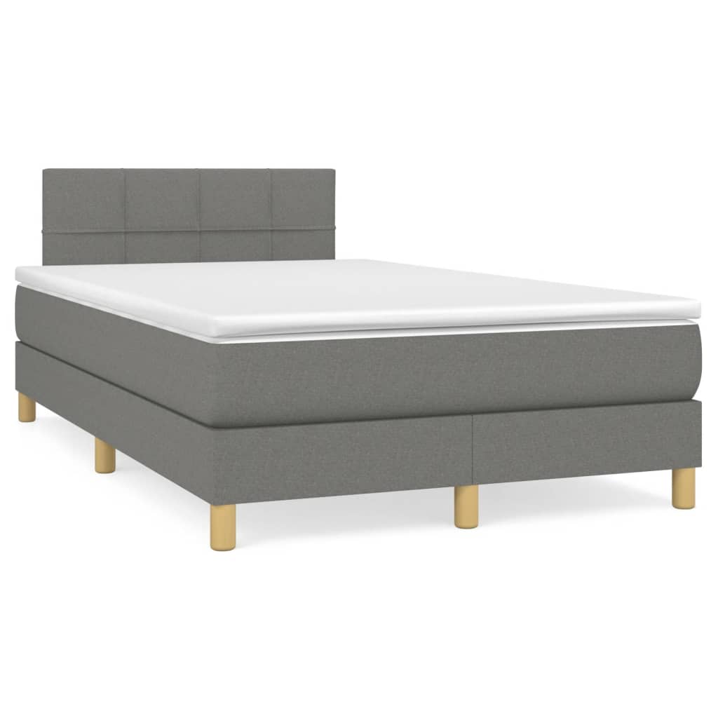 Κρεβάτι Boxspring με Στρώμα & LED Σκ.Γκρι 120x190εκ. Υφασμάτινο - Pakobazaar