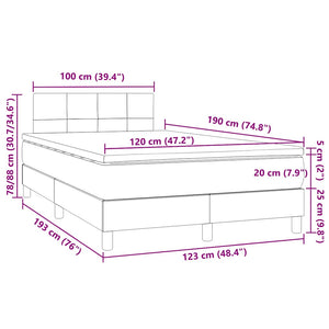 Κρεβάτι Boxspring με Στρώμα & LED Σκ.Καφέ 120x190εκ. Υφασμάτινο