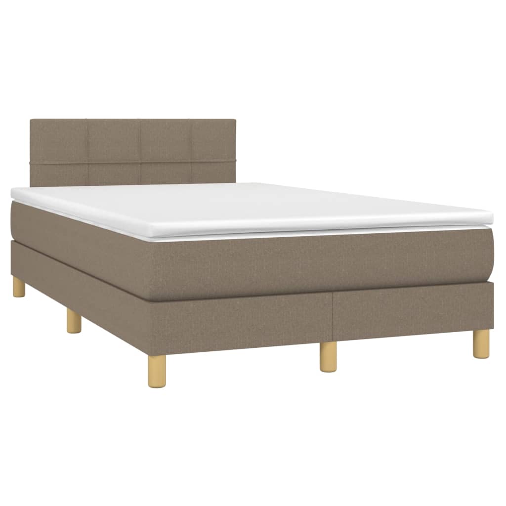 Κρεβάτι Boxspring με Στρώμα & LED Taupe 120x190 εκ. Υφασμάτινο