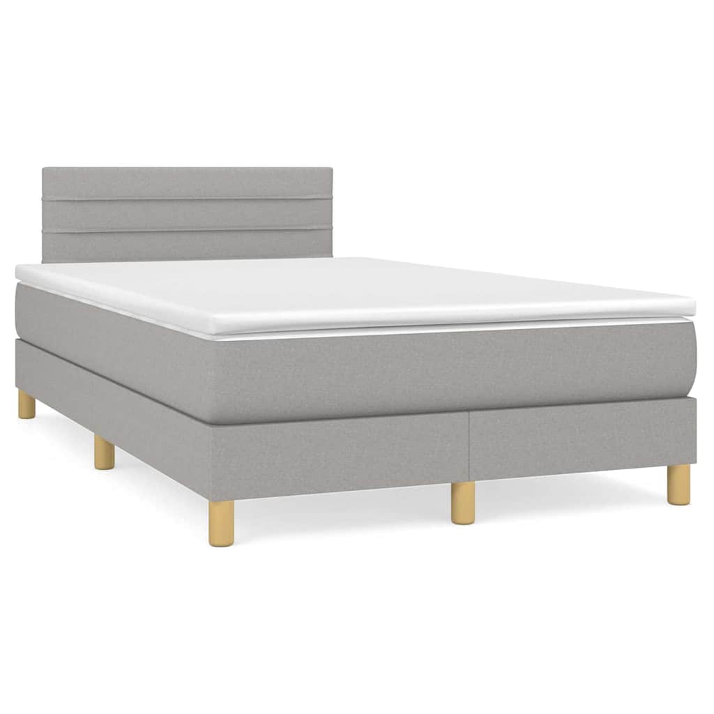 Κρεβάτι Boxspring με Στρώμα & LED Αν.Γκρι 120x190εκ. Υφασμάτινο