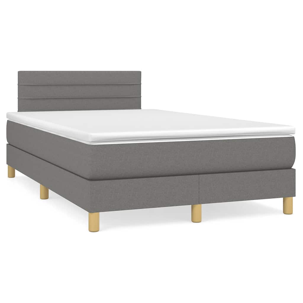 Κρεβάτι Boxspring με Στρώμα & LED Σκ.Γκρι 120x190εκ. Υφασμάτινο - Pakobazaar