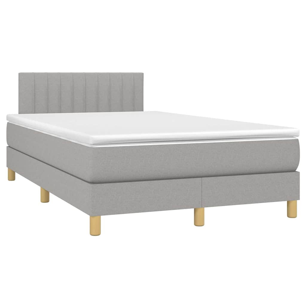 Κρεβάτι Boxspring με Στρώμα & LED Αν.Γκρι 120x190εκ. Υφασμάτινο