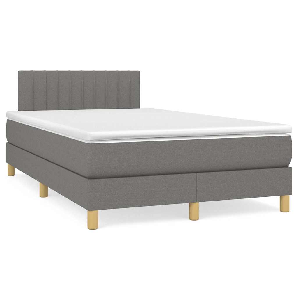 Κρεβάτι Boxspring με Στρώμα & LED Σκ.Γκρι 120x190εκ. Υφασμάτινο - Pakobazaar