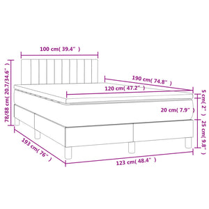 Κρεβάτι Boxspring με Στρώμα & LED Σκ.Καφέ 120x190εκ. Υφασμάτινο