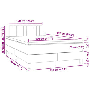 Κρεβάτι Boxspring με Στρώμα & LED Μπλε 120x190εκ. Υφασμάτινο