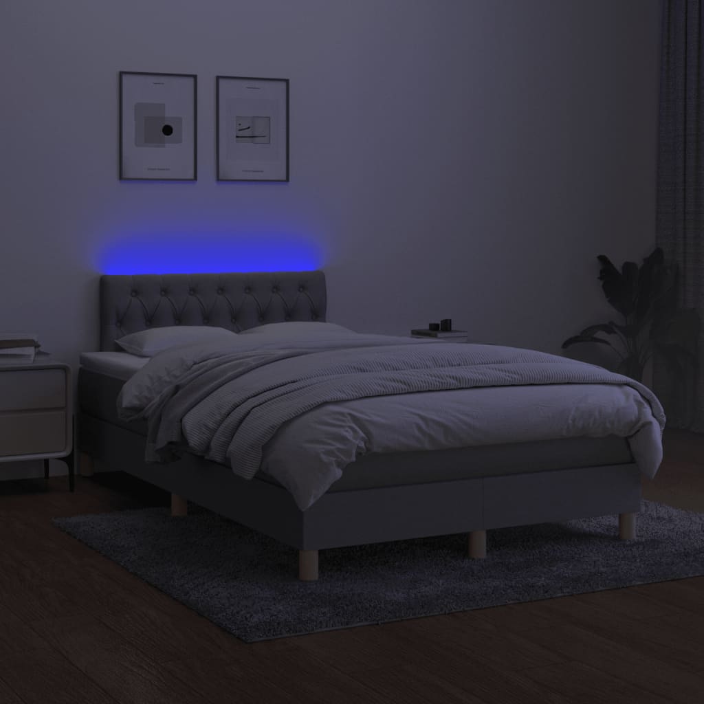 Κρεβάτι Boxspring με Στρώμα & LED Αν.Γκρι 120x190εκ. Υφασμάτινο