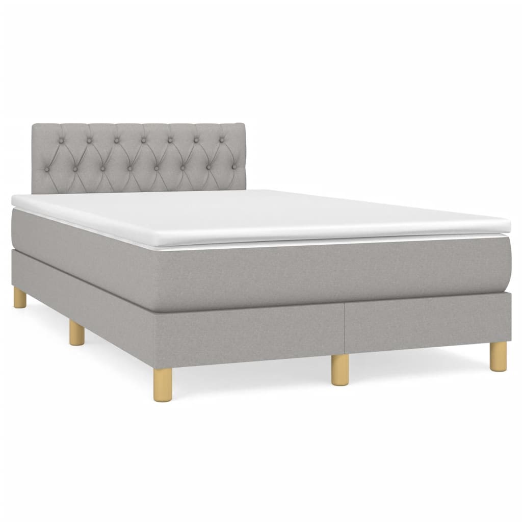 Κρεβάτι Boxspring με Στρώμα & LED Αν.Γκρι 120x190εκ. Υφασμάτινο