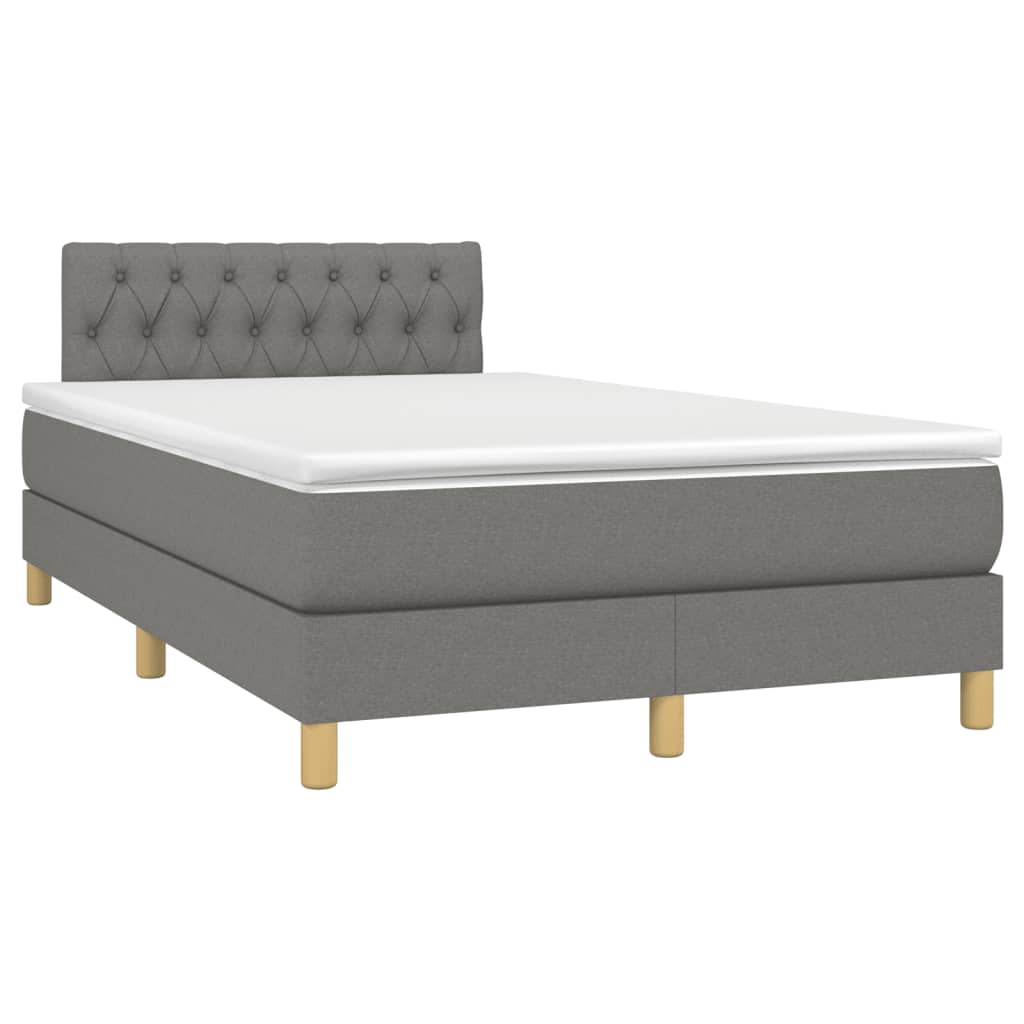 Κρεβάτι Boxspring με Στρώμα & LED Σκ.Γκρι 120x190εκ. Υφασμάτινο - Pakobazaar