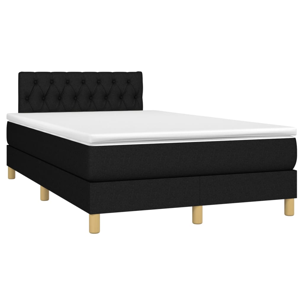Κρεβάτι Boxspring με Στρώμα & LED Μαύρο 120x190 εκ. Υφασμάτινο