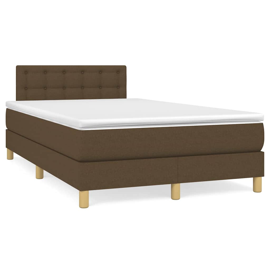 Κρεβάτι Boxspring με Στρώμα & LED Σκ.Καφέ 120x190εκ. Υφασμάτινο
