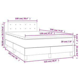 Κρεβάτι Boxspring με Στρώμα & LED Κρεμ 120x190 εκ. Υφασμάτινο