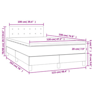 Κρεβάτι Boxspring με Στρώμα & LED Μπλε 120x190εκ. Υφασμάτινο