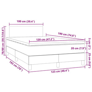 Κρεβάτι Boxspring με Στρώμα&LED Μαύρο 120x190εκ.Συνθετικό Δέρμα