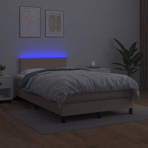 Κρεβάτι Boxspring Στρώμα&LED Καπουτσίνο 120x190 εκ. Συνθ. Δέρμα