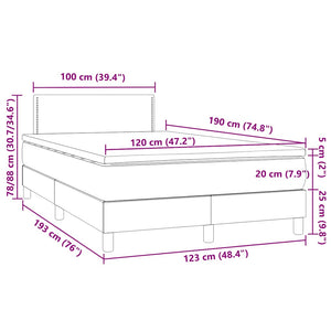 Κρεβάτι Boxspring με Στρώμα&LED Μαύρο 120x190εκ.Συνθετικό Δέρμα