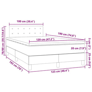 Κρεβάτι Boxspring με Στρώμα&LED Μαύρο 120x190εκ.Συνθετικό Δέρμα
