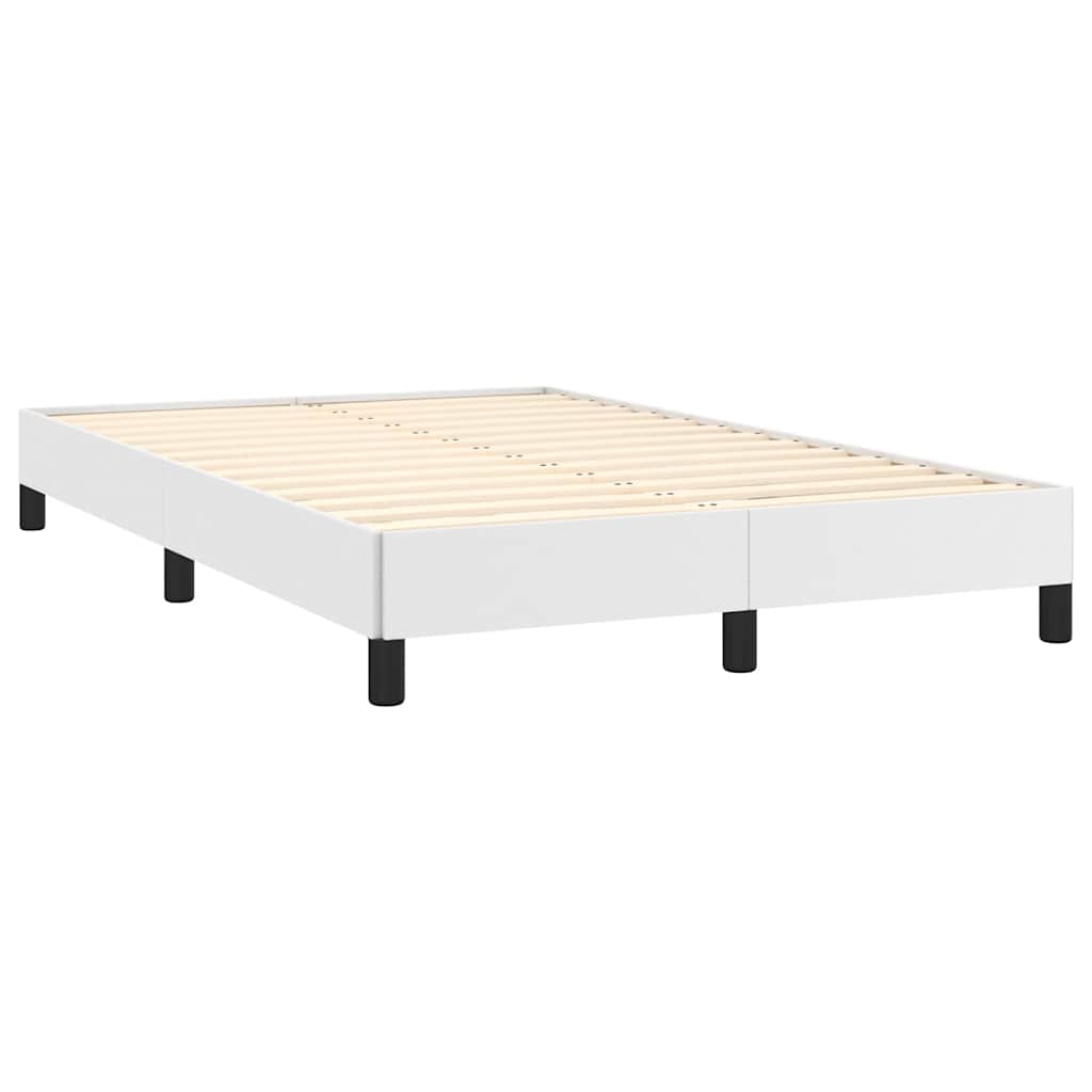 Κρεβάτι Boxspring με Στρώμα & LED Λευκό 120x190 εκ. Συνθ. Δέρμα