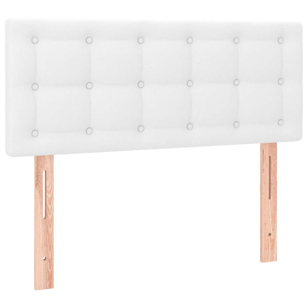 Κρεβάτι Boxspring με Στρώμα & LED Λευκό 120x190 εκ. Συνθ. Δέρμα
