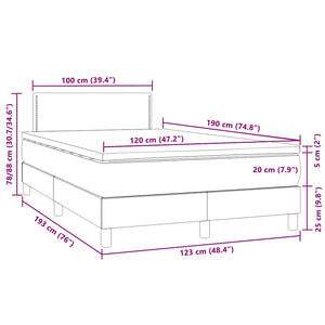 Κρεβάτι Boxspring με Στρώμα & LED Μαύρο 120x190 εκ. Βελούδινο