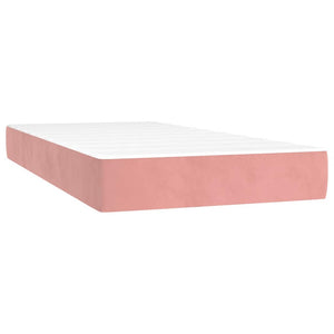 Κρεβάτι Boxspring με Στρώμα & LED Ροζ 120x190 εκ. Βελούδινο
