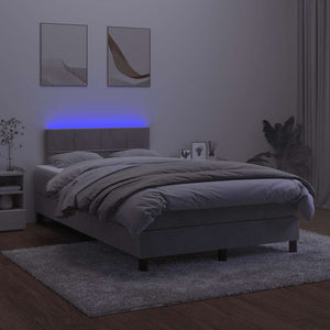 Κρεβάτι Boxspring με Στρώμα & LED Αν.Γκρι 120x190εκ. Βελούδινο