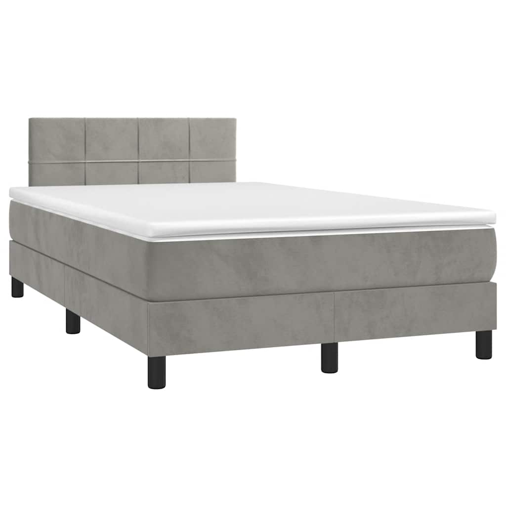 Κρεβάτι Boxspring με Στρώμα & LED Αν.Γκρι 120x190εκ. Βελούδινο