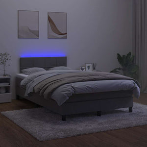 Κρεβάτι Boxspring με Στρώμα & LED Σκ.Γκρι 120x190εκ. Βελούδινο