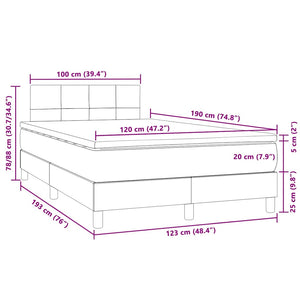 Κρεβάτι Boxspring με Στρώμα & LED Μαύρο 120x190 εκ. Βελούδινο