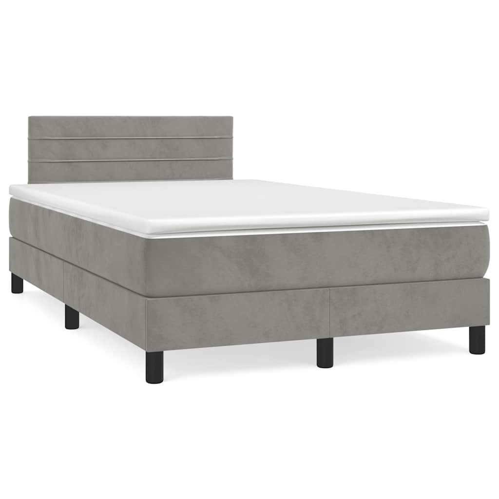 Κρεβάτι Boxspring με Στρώμα & LED Αν.Γκρι 120x190εκ. Βελούδινο