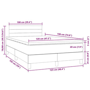 Κρεβάτι Boxspring με Στρώμα & LED Αν.Γκρι 120x190εκ. Βελούδινο