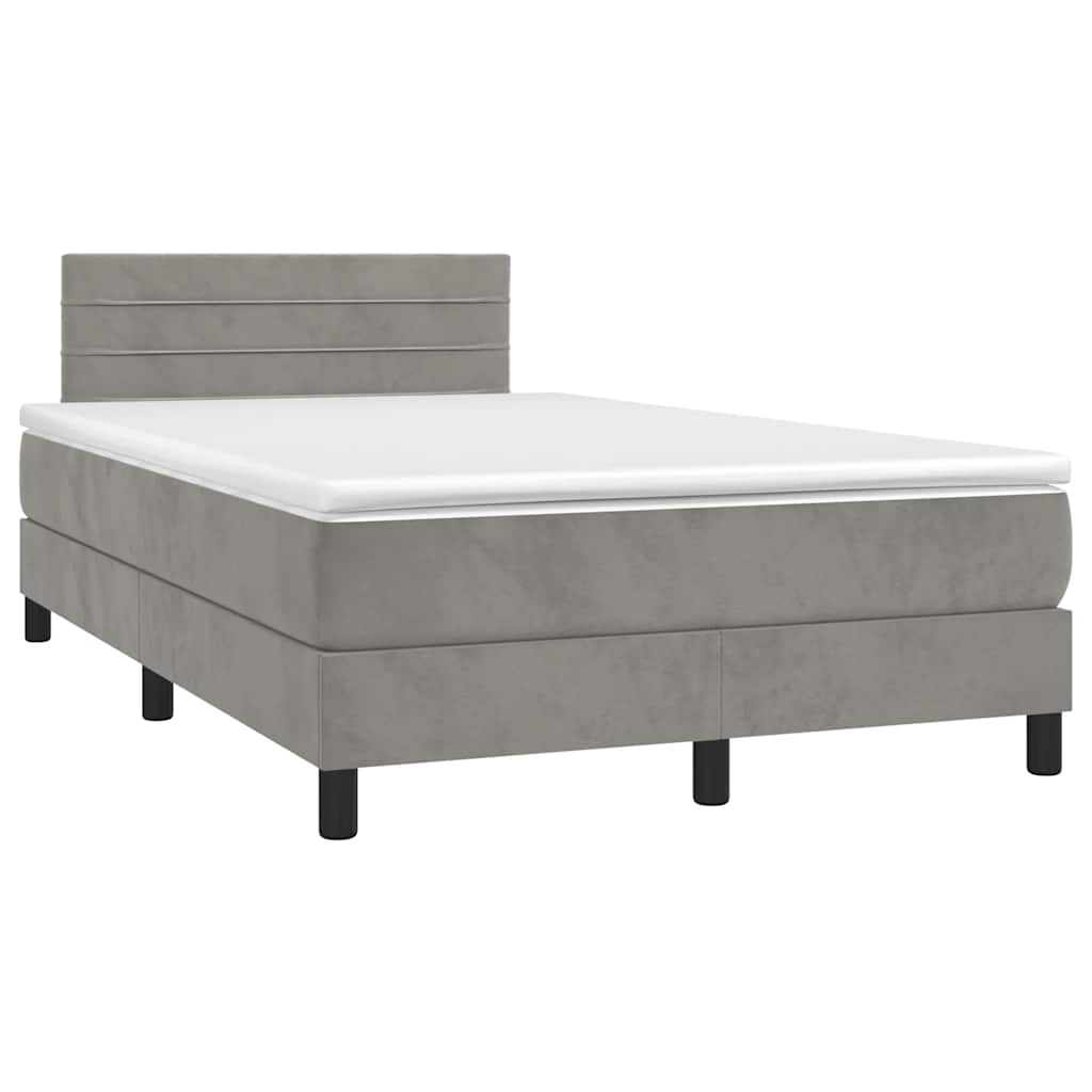 Κρεβάτι Boxspring με Στρώμα & LED Αν.Γκρι 120x190εκ. Βελούδινο