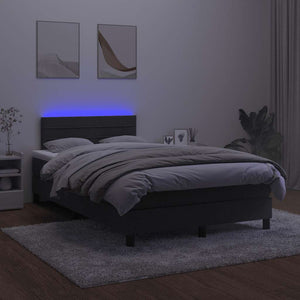 Κρεβάτι Boxspring με Στρώμα & LED Μαύρο 120x190 εκ. Βελούδινο