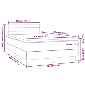 Κρεβάτι Boxspring με Στρώμα & LED Σκ. Πράσινο 120x190εκ Βελούδο