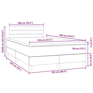 Κρεβάτι Boxspring με Στρώμα & LED Σκ. Μπλε 120x190εκ. Βελούδινο