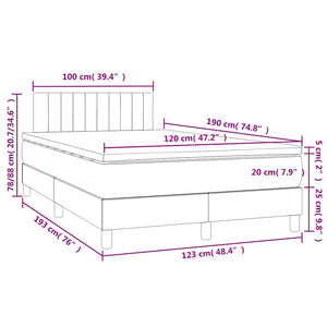 Κρεβάτι Boxspring με Στρώμα & LED Αν.Γκρι 120x190εκ. Βελούδινο