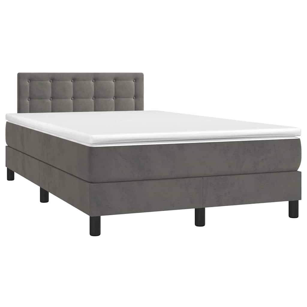 Κρεβάτι Boxspring με Στρώμα & LED Σκ.Γκρι 120x190εκ. Βελούδινο