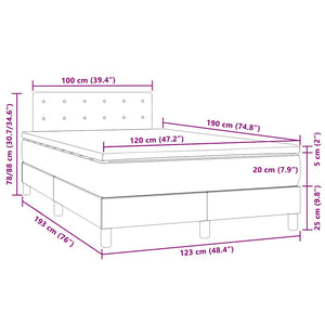 Κρεβάτι Boxspring με Στρώμα & LED Μαύρο 120x190 εκ. Βελούδινο