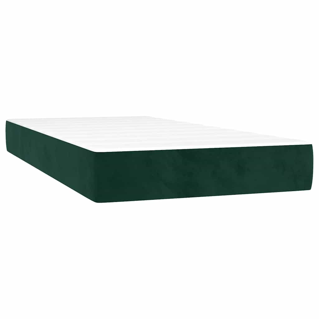 Κρεβάτι Boxspring με Στρώμα & LED Σκ. Πράσινο 120x190εκ Βελούδο