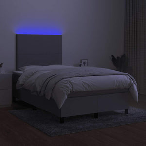 Κρεβάτι Boxspring με Στρώμα & LED Αν.Γκρι 120x190εκ. Υφασμάτινο