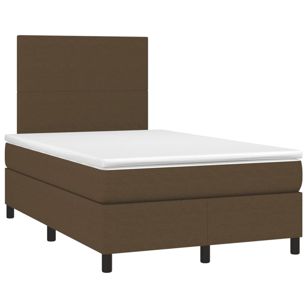 Κρεβάτι Boxspring με Στρώμα & LED Σκ.Καφέ 120x190εκ. Υφασμάτινο