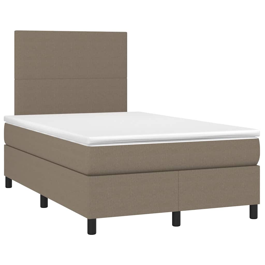 Κρεβάτι Boxspring με Στρώμα & LED Taupe 120x190 εκ. Υφασμάτινο