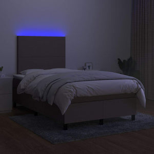 Κρεβάτι Boxspring με Στρώμα & LED Taupe 120x190 εκ. Υφασμάτινο
