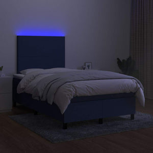 Κρεβάτι Boxspring με Στρώμα & LED Μπλε 120x190εκ. Υφασμάτινο - Pakobazaar