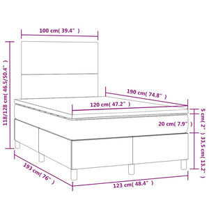 Κρεβάτι Boxspring με Στρώμα & LED Μπλε 120x190εκ. Υφασμάτινο - Pakobazaar