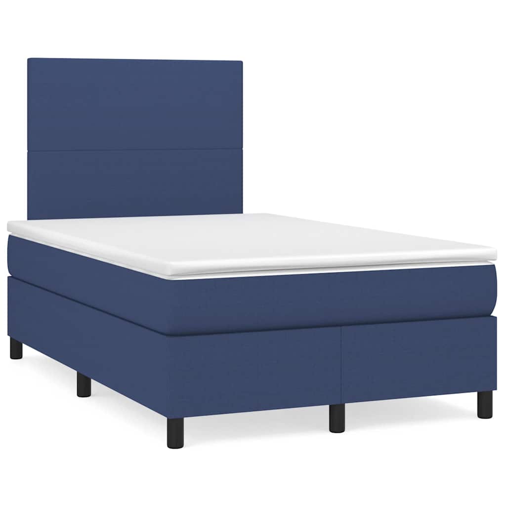 Κρεβάτι Boxspring με Στρώμα & LED Μπλε 120x190εκ. Υφασμάτινο - Pakobazaar