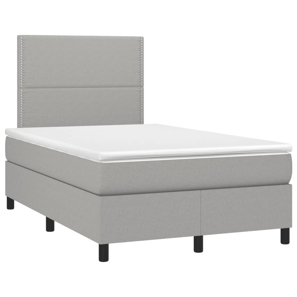 Κρεβάτι Boxspring με Στρώμα & LED Αν.Γκρι 120x190εκ. Υφασμάτινο