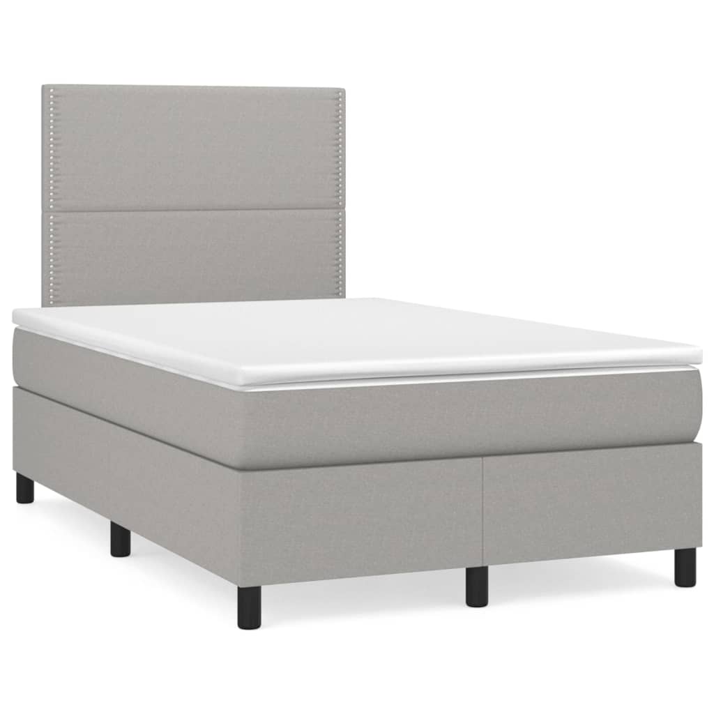 Κρεβάτι Boxspring με Στρώμα & LED Αν.Γκρι 120x190εκ. Υφασμάτινο