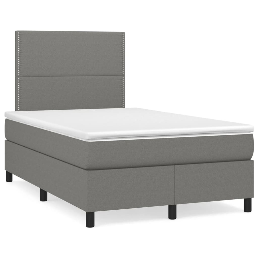 Κρεβάτι Boxspring με Στρώμα & LED Σκ.Γκρι 120x190εκ. Υφασμάτινο