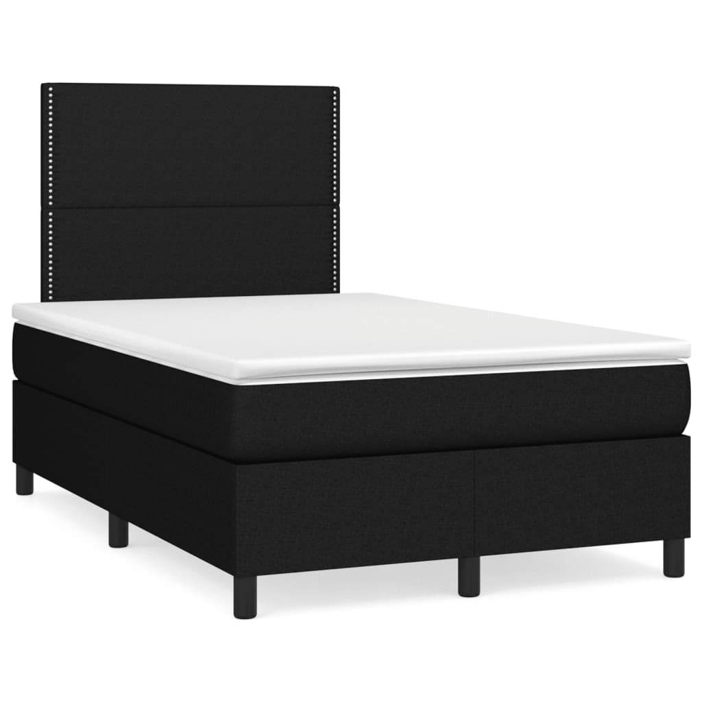 Κρεβάτι Boxspring με Στρώμα & LED Μαύρο 120x190 εκ. Υφασμάτινο